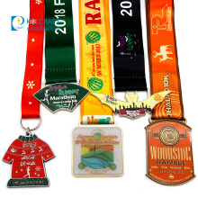 Factory custom made zinc alloy enamel commemorative souvenir gold metal race award sport marathon running medal with 3d logo